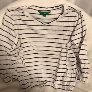 White and black stripe cute top